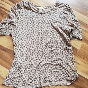 H&M print top gathered shoulder blush peach & black Size Medium